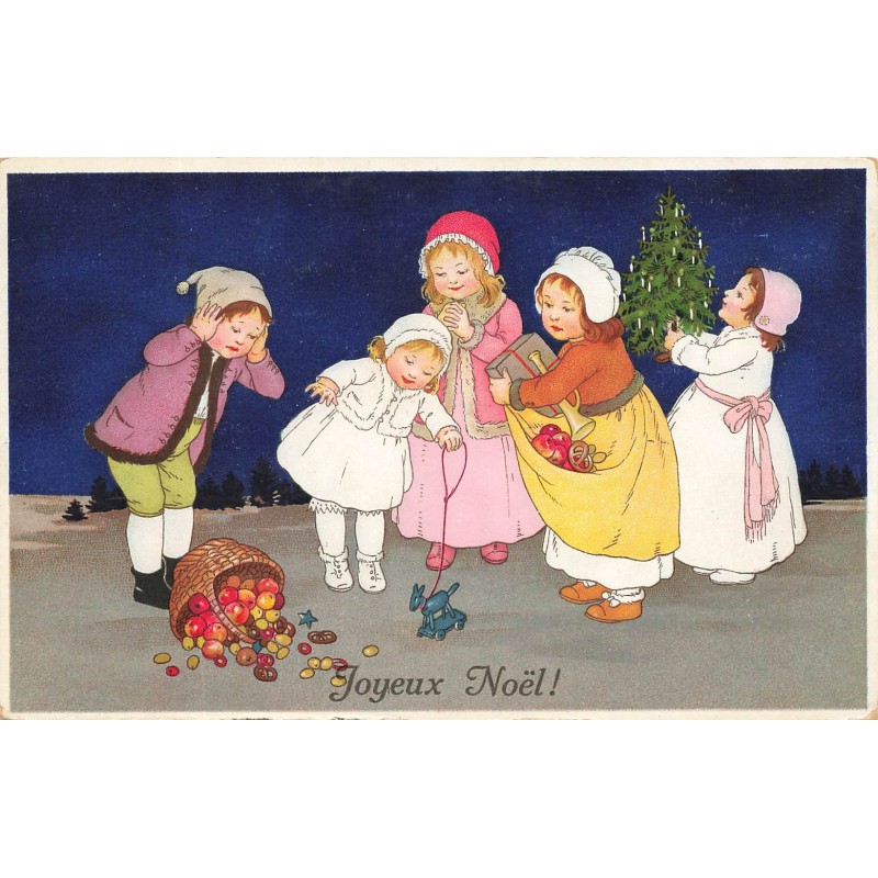 n°28373 - Flatscher - MM Vienne 724 - Joyeux Noël - Enfants, regardant des pommes tombées par terre