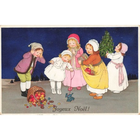 n°28373 - Flatscher - MM Vienne 724 - Joyeux Noël - Enfants, regardant des pommes tombées par terre