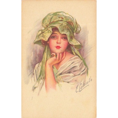 n°28387 - Illustrateur E. Colombo - Jeune femme portant un bonnet vert