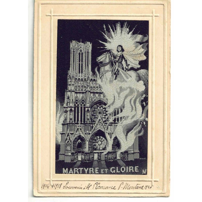 n°28401 - Fantaisie - Carte Tissée Soie- Martyre et Gloire - Cathédrale, Jeanne d'Arc