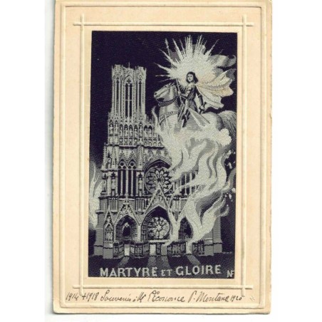 n°28401 - Fantaisie - Carte Tissée Soie- Martyre et Gloire - Cathédrale, Jeanne d'Arc