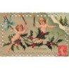 n°28423 - Joyeux Noël - Anges volant au milieu de houx