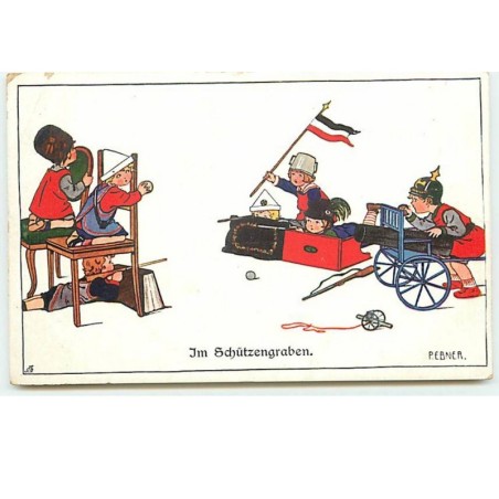 n°13408 - P. Ebner - Im Schützengraden - Enfants jouant à la guerre - MM Vienne n°944