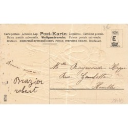 n°28443 - Carte Gaufrée - MSIB 13618 - Les fleurs passent l'amitié reste - Couple dans un champs de blé