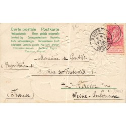 n°28448 - Carte Gaufrée - Clapsaddle - Joyeuses Pâques - Ange portant sur le dos un oeuf rempli de fleurs