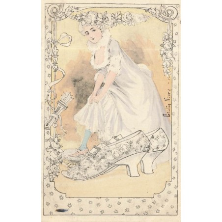 n°28455 - Illustrateur Gaston Noury - Jeune femme près de très grands escarpins