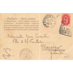 n°28463 - Art Nouveau - Portrait d'une jeune femme dans un médaillon, avec du lilas dans les cheveux