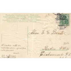 n°28476 - Carte Gaufrée - S 703 - Viel Glück im Neuen Jahre 1908 - Anges tirant des fleurs avec une arbalète