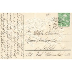 n°28477 - Carte Gaufrée - Viel Glück im Neuen Jahre 1908 - Anges débouchant une bouteille de champagne