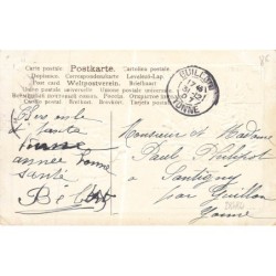 n°28480 - Carte Gaufrée - Bonne Année - Fillette tenant un ruban sur des tiges de chardons