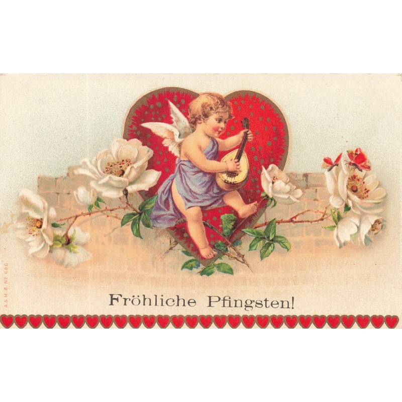 n°28483 - A & MB n°650 - Fröhliche Pfingsten - Ange jouant de la mandoline