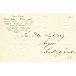 n°28487 - Carte Gaufrée - Anges Gardiens apportant un sapin à une fillette endormie