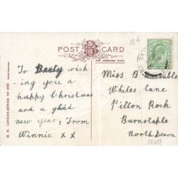 n°28488 - Carte Gaufrée - Ange Gardien accompagnant une fillette marchant dans la neige