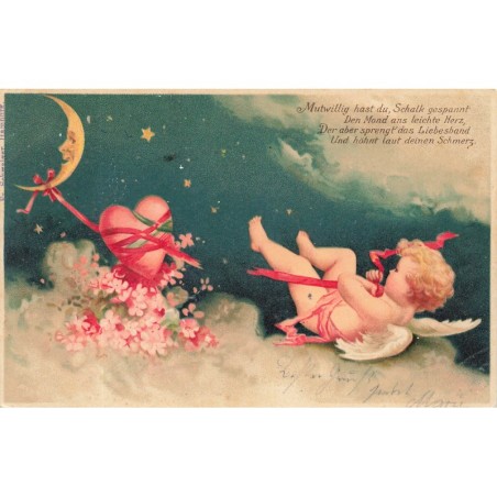 n°28491 - Ange tirant sur un ruban accroché à un coeur