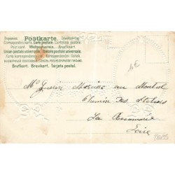 n°28495 - Carte Gaufrée - Clapsaddle - Bonne Fête - Deux enfants dans deux médaillons, et une maison