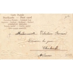 n°28507 - Carte Gaufrée - Bonne et Heureuse Année - Enfants tenant une grosse roue passant sur des pièces