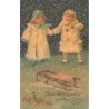 n°28509 - Nouvel An - Bestes Wohlergehen im Neuen Jahre - Enfants sous la neige près d'une luge