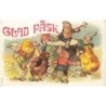 n°28523 - Carte Gaufrée - Pâques -Glad Pask - Nains et poussins faisant une ronde