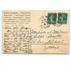 n°13426 - Carte Gaufrée - Clapsaddle - Joyeuses Pâques - Ange sur un oeuf tiré par des poussins