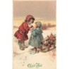 n°28532 -Carte Gaufrée - God Jul - Deux fillettes près de jouets sur une luge