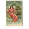 n°13430 - Carte Gaufrée - Vroolijk Kerstfeest - Ange gardien près d'un sapin