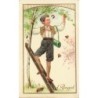 n°28565 - Carte Gaufrée - Glad Pingst - Garçon sur un échelle, attrapant des hannetons