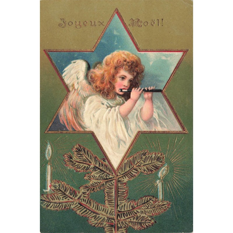 n°28568 - Carte Gaufrée 5359 - Joyeux Noël- Ange jouant de la flûte