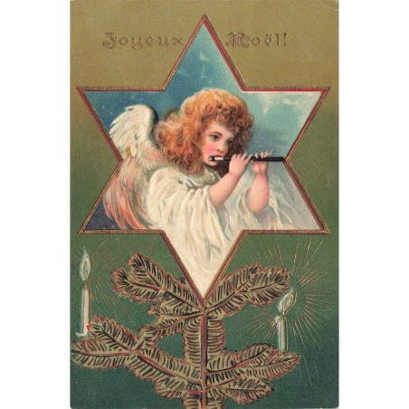 n°28568 - Carte Gaufrée 5359 - Joyeux Noël- Ange jouant de la flûte