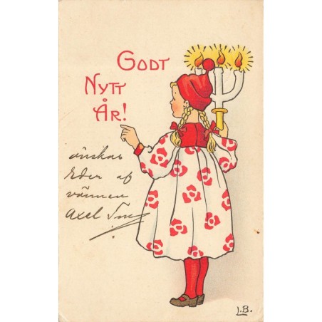 n°28573 - Nouvel An - LB - Godt nytt Ar - Fillette portant un chandelier