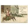 n°10337 - Carte Fantaisie - Mailick - Glückliches Neujahr - Femme et Biches