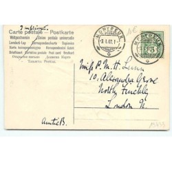 n°13433 - Carte Gaufrée - Bonne Année - Bébés près de l'eau avec une cigogne