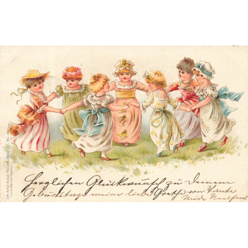 n°28593 - Fantaisie - Fillettes faisant une ronde