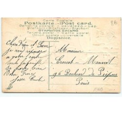 n°13449 - Carte Gaufrée - Terrasse d'un café, avec une famille assise, des enfants ... un serveur apportant de la bière