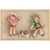 n°28607 - Illustrateur A . Bertiglia - Deux enfants avec un chien entre eux