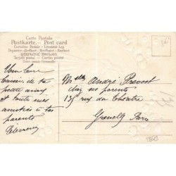 n°28619 - Carte Gaufrée - Fantaisie - Amitié - Enfants se promenant - Brin de muguet