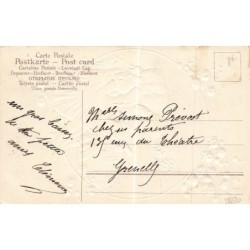 n°28620 - Carte Gaufrée - Fantaisie - Souvenir - Enfants lisant - Brin de muguet