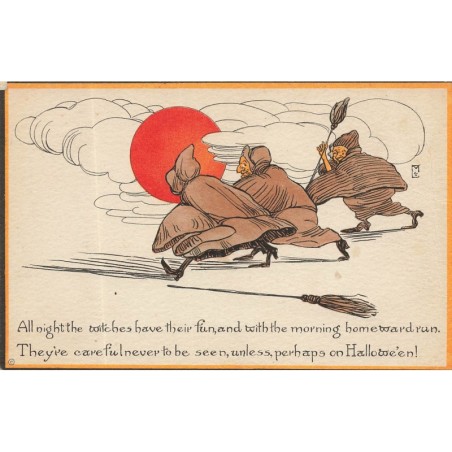 n°28621 - Halloween - Sorcières et leur balai - All night the witches have their fun ...