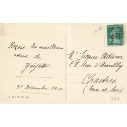 n°28631 - Bonne Année - Cochon débouchant une bouteille de champagne vers un chimpanzé