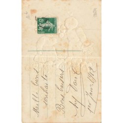 n°28634 - Carte Gaufrée - Bonne Année - Couple de bonhommes de neige