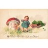 n°28639 - Nouvel An - Fillette regardant un champignon humanisé