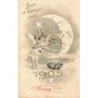 n°28642 - Nouvel An - Bonne et Heureuse Année 1905 - Ange trinquant avec la lune humanisée