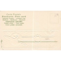 n°28643 - Carte Gaufrée - Kunzli serie 594 - Bonne Année - Une planète et la lune humanisées