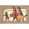 n°28649 - Animaux - Serie 1350 - Chats partant en voyage en train