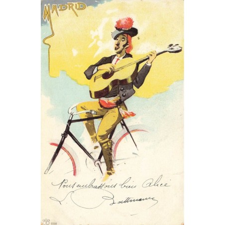 n°28654 - Illustrateur Rossetti - Madrid - Homme sur un vélo jouant de la guitare