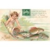n°28662 - Carte Gaufrée - 1er Avril - Clapsaddle - Cupidon tenant une corne d'abondance remplie de poissons