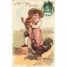 n°28664 - Carte Gaufrée - 6776 - Joyeuses Pâques - Enfant portant une poule