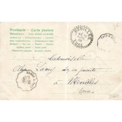 n°28667 - Carte Gaufrée - Joyeuses Pâques - Poussin regardant une fillette faisant des bulles de savon