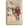 n°13474 - Joyeux Noël - Enfants et angelot dans une maison avec un petit sapin - chien