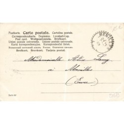 n°28673 - Joyeux Noël - Père Noël apportant un sapin à une fillette sur un perron sous la neige