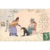 n°28685 - Illustrateur - N'oublié pas un pôvre aveugle - Femme donnant de l'argent à un chien d'aveugle